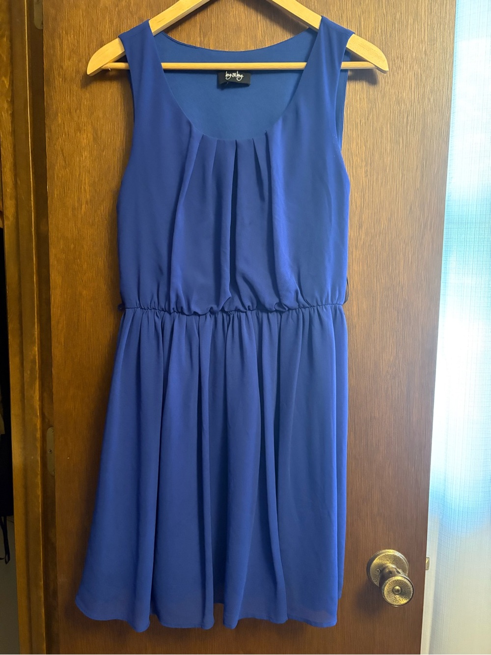 by & by Royal Blue Sleeveless Pleated Waist Midi Dress